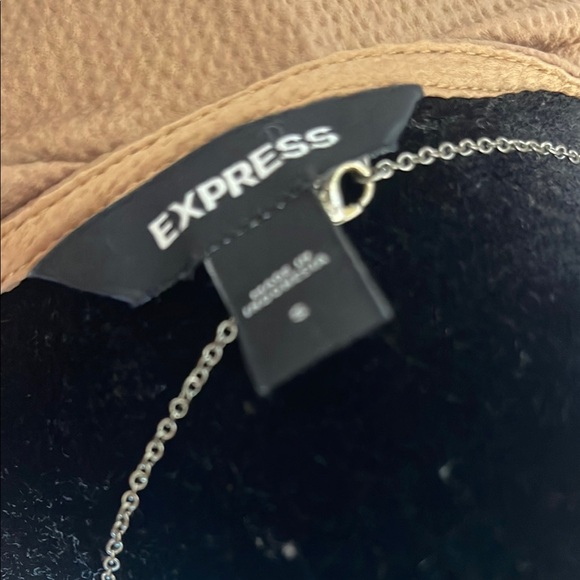 Express | Women’s Brown Plunge V-Neck Billowy Sleeve Peplum Top Size Small - Picture 5 of 7